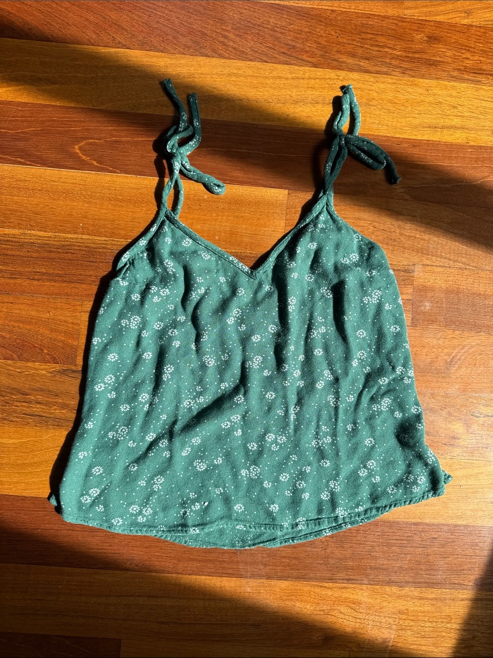 Abercrombie & Fitch Emerald Green Floral Tie-Shoulder Cami